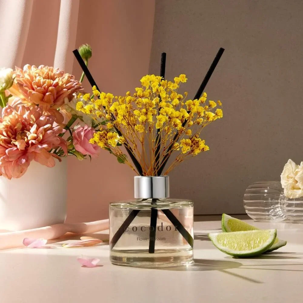 New Flower Reed Diffuser Set / 6.7oz / White Jasmine/Scent Diffuser with Sticks